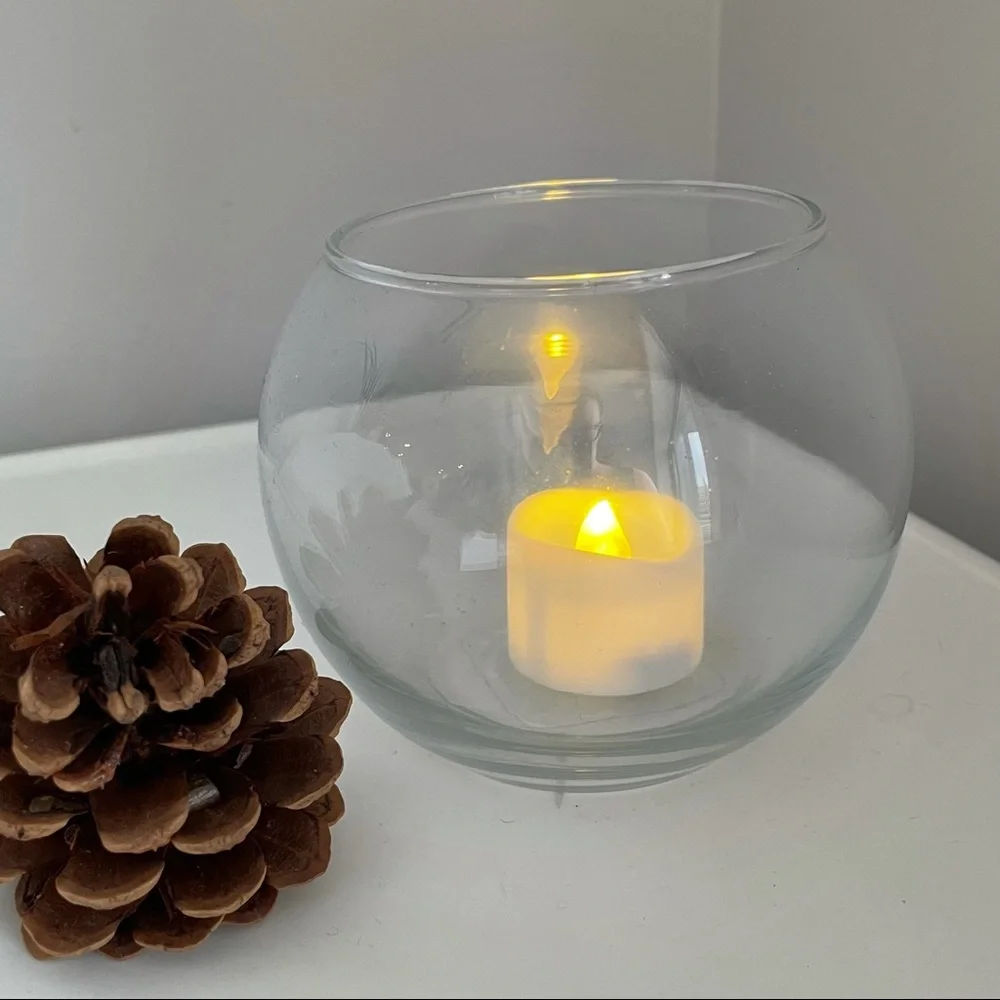 Clear Round Standing Makrame Hanging Bowl Flower Vase Glass Jar Candle Holder